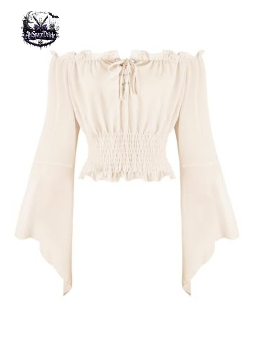 KIMIKAL Renaissance Cottagecore Peasant Blouse Off Shoulder Trumpet Sleeve